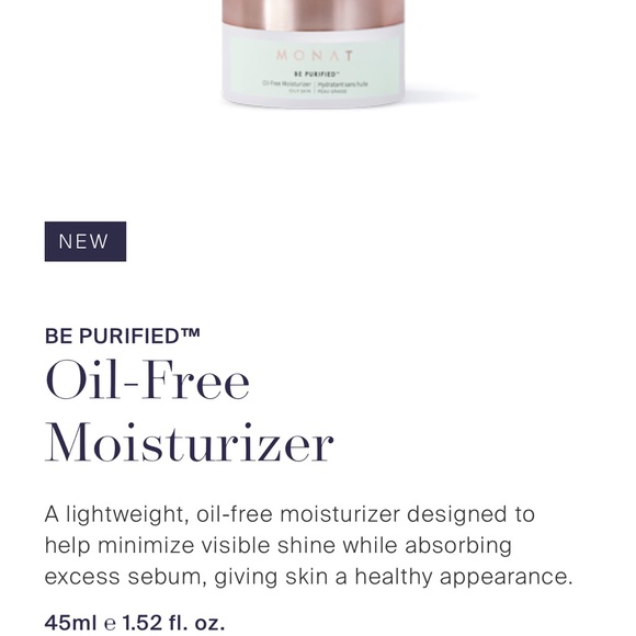 NEW MONAT BE PURIFIED OIL FREE MOISTURIZER WITH HYALURONIC ACID + NIACINAMIDE - Picture 4 of 8